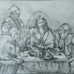 Supper at Emmaus (after Caravaggio), penil, 24x32
