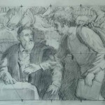 Study for Shaking Hands with Titian, 27x34